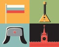 Vector illustration icon set of Germany: flag, sausage, beer, monument, hat Royalty Free Stock Photo