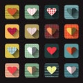 Vector illustration icon set of red hearts shape Royalty Free Stock Photo