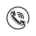 Handset icon with waves. Phone icon. Telephone symbol for logo. Royalty Free Stock Photo