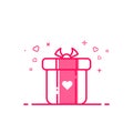 Vector illustration of icon valentines day shopping concept advertising and promotion in flat bold line style. Royalty Free Stock Photo