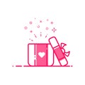 Vector illustration of icon valentines day shopping concept advertising and promotion in flat bold line style. Royalty Free Stock Photo