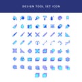 Vector illustration icons set of graphic designer items and tools filled outline icon set