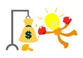 Vector illustration idea lamp fight punch money dollar economy flat design cartoon style