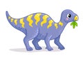 Vector illustration with iguanodon. Cute dinosaur in cartoon style