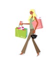 Vector illustration Illustration, fashion women shopping. Royalty Free Stock Photo