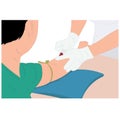 Vector illustration image a doctor using a needle to draw blood from an investigator