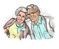 Vector illustration with the image of a happy elegant mature couple