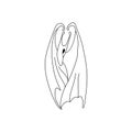 Vector illustration of imaginary animal with wings. Cartoon bat