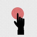 Black index finger of businessman pointing to the red target Royalty Free Stock Photo