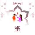 Vector Illustration of Indian family celebrating Bhai Dooj or Bhau-Beej or Bhai Tika or Bhai Phonta Royalty Free Stock Photo