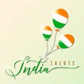 Vector illustration of Indian felicitation theme on seamless wheel background. Salute india. Republic and Independence