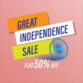 Vector illustration for Indian independence sale banner.