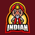 Indian mascot esport logo design Royalty Free Stock Photo