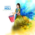 Vector illustration of Indian people playing colorful Happy Hoil background for festival of colors in India