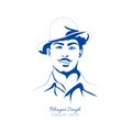 Vector illustration of indian sikh freedom fighter Bhagat Singh