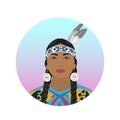 Vector illustration of an Indian woman in a national costume.Portrait of native American women Royalty Free Stock Photo