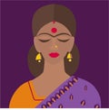 Vector illustration of Indian woman in traditional clothes sari and dupatta Royalty Free Stock Photo