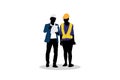 Vector illustration of Industrial engineer and technician characters isolated cartoon vector illustration, Foreman and worker team