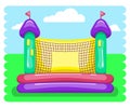 Vector illustration with inflatable trampoline