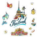 A vector illustration of Info graphic elements for traveling to Thailand,