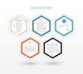 Vector illustration of infographic five hexagons Royalty Free Stock Photo