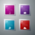 Vector illustration infographics glass squares with rounded corn Royalty Free Stock Photo