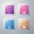 Vector illustration infographics glass squares with rounded corners