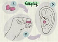 Vector illustration inserting earplugs