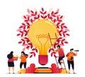 Vector illustration of inspiration for teamwork, communication, illumination, brainstorming and knowledge. Graphic design for Royalty Free Stock Photo
