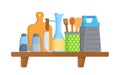 Vector illustration of an insulated kitchen shelf on a white background.