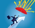 Insurance Protection Concept. Businessman and Umbrella. Vector