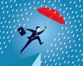 Insurance Protection Concept. Businessman and Umbrella. Vector