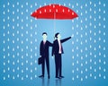 Insurance Protection Concept. Businessman and Umbrella. Vector