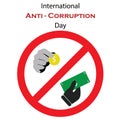 Vector illustration for International Anti-Corruption Day with symbolical icons of money