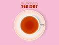 International Tea Day with Cup and Pot observed on 21 May Royalty Free Stock Photo