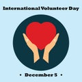 Vector illustration for International Volunteer Day for Economic and Social Development symbolical icons of hand