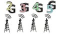 Vector illustration, Internet network icons. 2g, 3g, 4g, 5g mobile networks clip art, isolated on white background