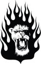 Flaming Lion Vector Illustration Royalty Free Stock Photo