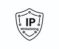 Vector illustration of an IP whitelist icon badge. Clean and professional design representing trusted network access Royalty Free Stock Photo