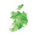 Vector illustration of Ireland map with green colored geometric shapes