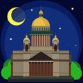 Vector Illustration of Isaac's Cathedral at Night Royalty Free Stock Photo