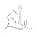 Vector Illustration of Islamic Mosque Line Art Drawing