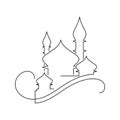 Vector Illustration of Islamic Mosque Line Art Drawing