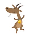 Vector illustration of isolated dancing goat with gold bell