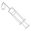 Vector illustration of an isolated doodle syringe, on a white background.