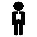 Vector illustration isolated icons a man of black color with lungs on a white background. Royalty Free Stock Photo