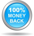 Money back button web icon blue