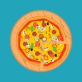 Vector Illustration. Isolated pizza, traditional ingredients
