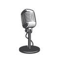 Vector illustration of isolated retro, vintage microphone