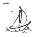 Isolated sailboat on white background. Line design. Royalty Free Stock Photo